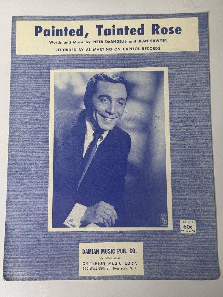 Painted Tainted Rose Al Martino Sheet Music 1963 DeAngelis Sawyer Signed