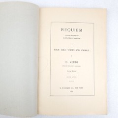 Verdi Requiem Vocal Score 1895 G Schirmer Masses and Vespers