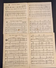 1950&Prime;s VTG Lot of 5 Sheet Lyrics Words Music