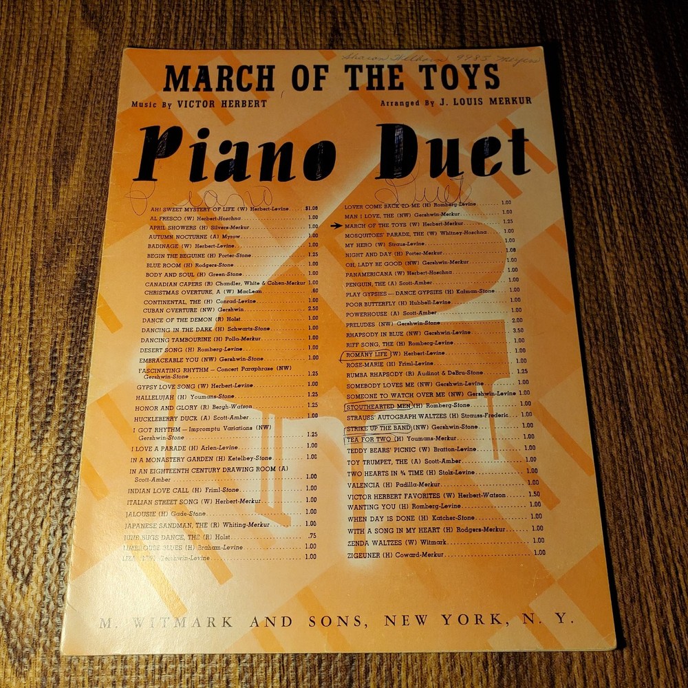 March of the Toys Piano Duet Sheet Music Victor Herbert Witmark