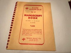 Vintage Blank Sheet Music spiral bound Book – Manuscript Paper 12 staves 60s