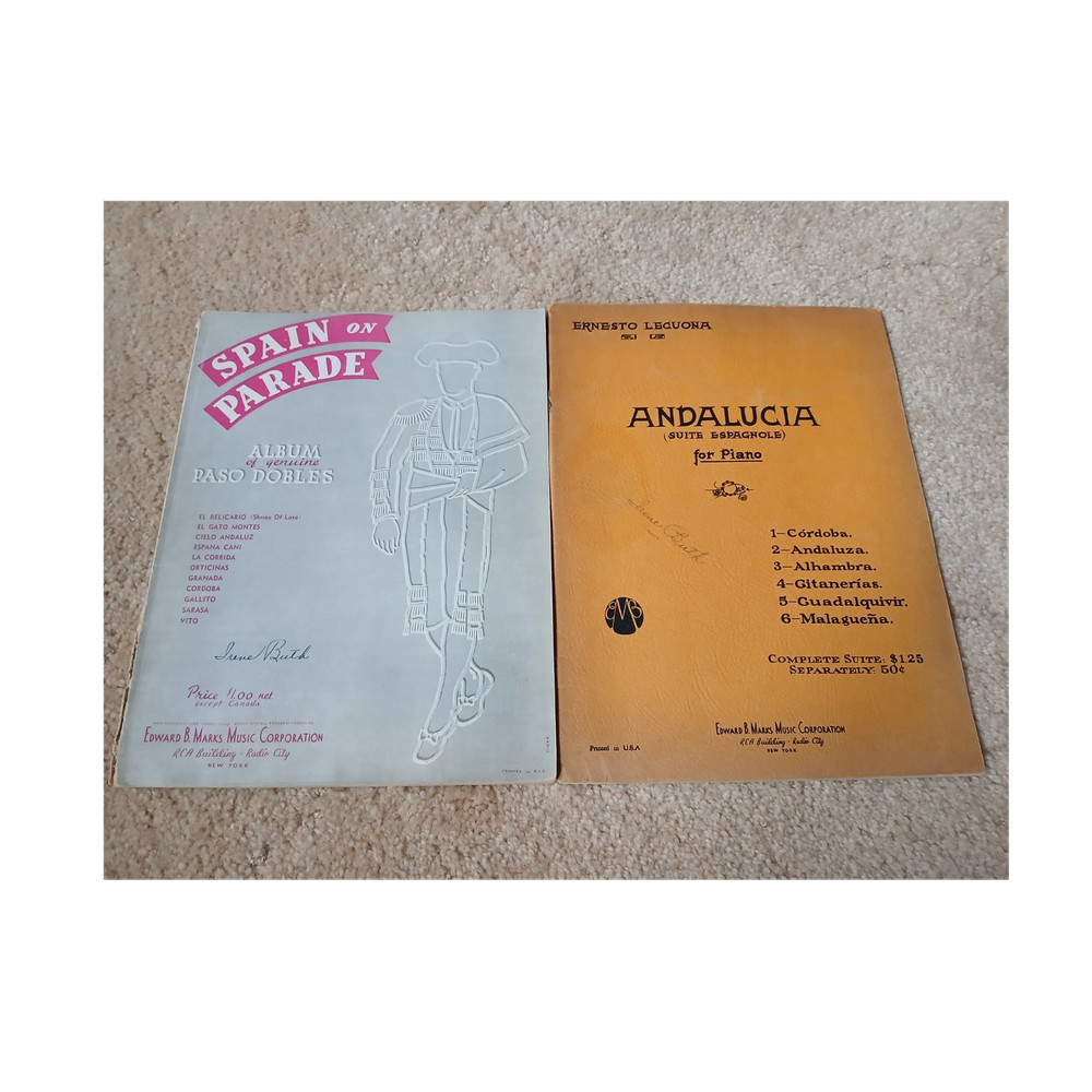 Spain on Parade & Lecuona Andalucia Spanish Piano Solo Sheet Music Lot