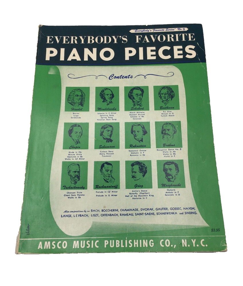 Vintage 1933 Amsco Everybody’s Favorite Piano Pieces Sheet Music Book