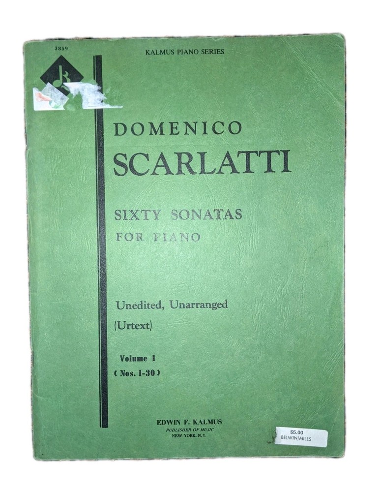 Vintage Domenico Scarlatti 60 Sonatas 1-30 Piano Unedited Vol I Kalmus Urtext