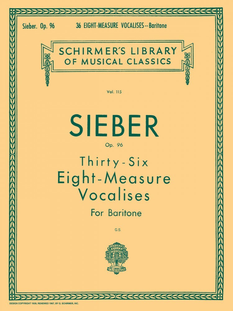 36 Eight-Measure Vocalises Op 96 Schirmer Vocal Method Book NEW 050252830