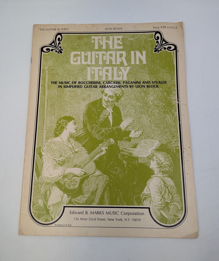 The Guitar in Italy for Classical Guitar Sheet Music Book (1970s)