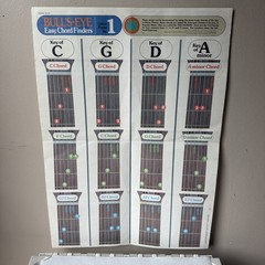 Vintage 1978 Bull’s-Eye Easy Chord Finders Poster #1 & Rhythm Chords Book