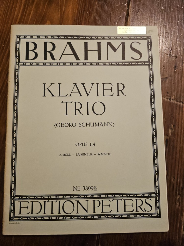 Brahms Klavier Trio- Opus 114- Edition Peters #3899è