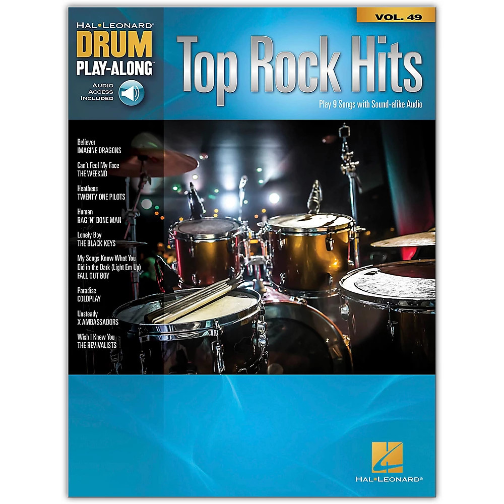Hal Leonard Top Rock Hits – Drum Play-Along Series Volume 49 Book/Online Audio