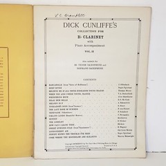 1938 Dick Cunliffe&rsquo;s Collection For Bb Clarinet Sheet Music Songbook Vol II