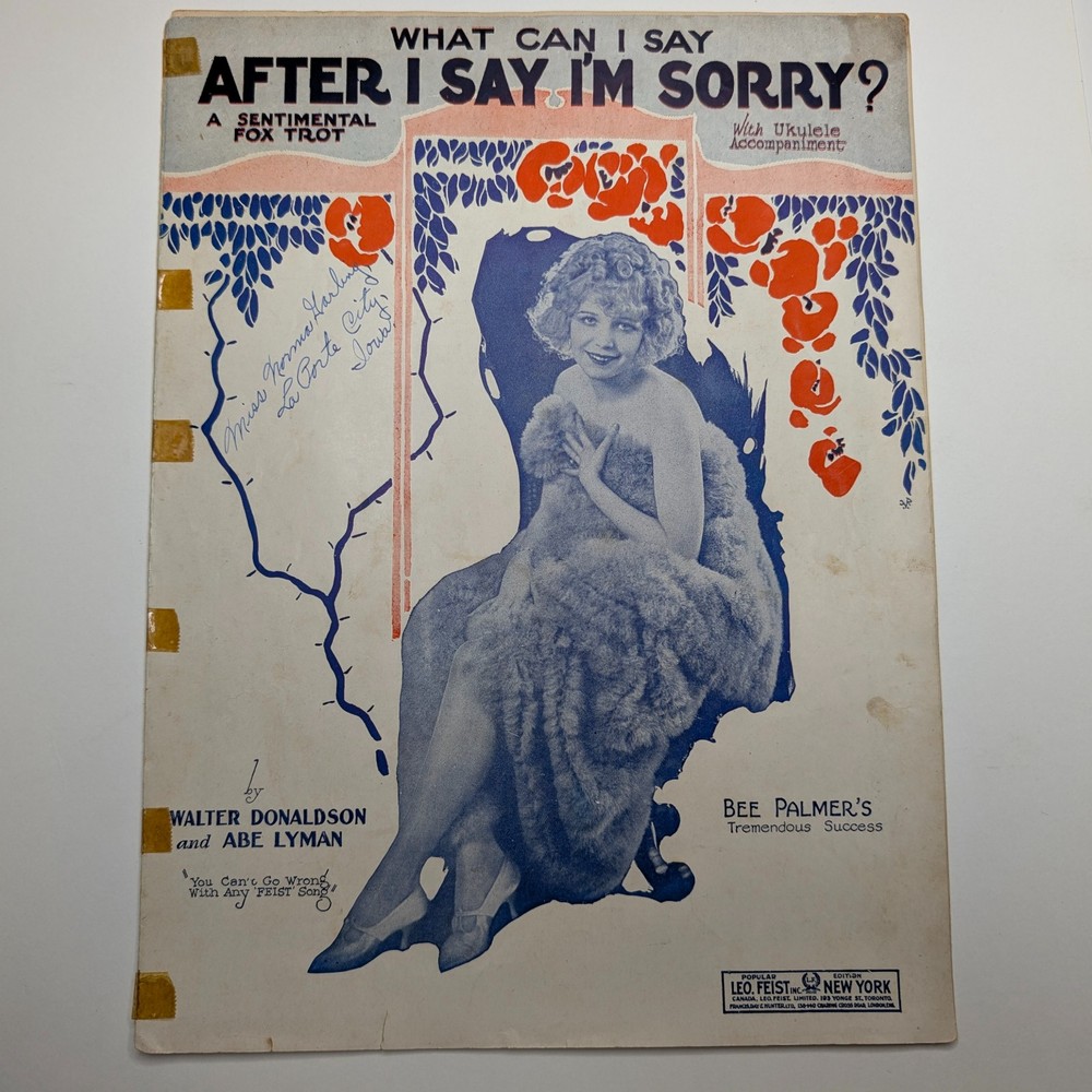 1926 What Can I Say After I Say I&rsquo;m Sorry? Sheet Music Bee Palmer Jazz Art Deco