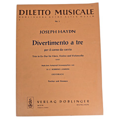 Joseph Haydn Divertimento A Tre Score Sheet Music Horn Violin Cello 1767 Vtg