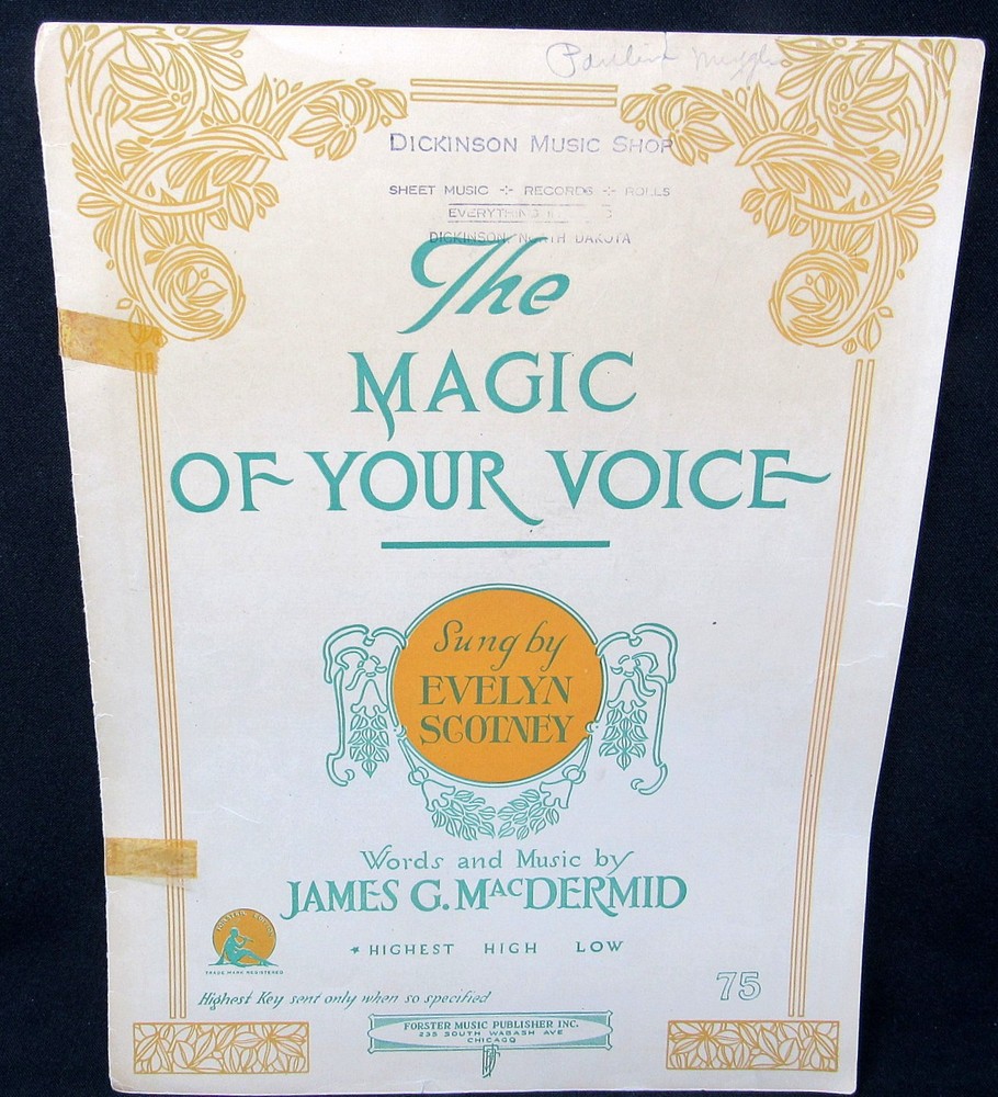 The Magic of Your Voice Sheet Music 1918 Piano Voice Antique US Seller us