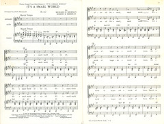 It&rsquo;s A Small World Sheet Music SA Chorus Disneyland 1971 Sherman Muller