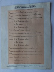 Vintage Animals 1966 – Don’t Bring Me Down – Sheet Music – English Blues Rock