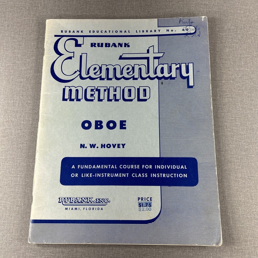 Rubank Elementary Method for Oboe No 40 by N W Hovey 1934 Paperback