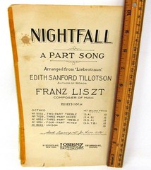 Nightfall A Part Song 1932 Arranged from Liebestraum Tillotson Liszt US Seller