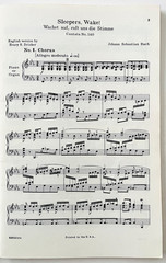 Bach Sleepers Wake Choral Works Vocal Score SATB Piano Organ German English