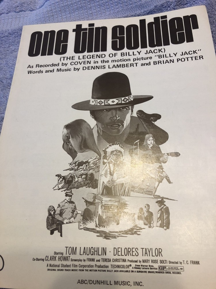 1974 COVEN/BILLY JACK sheet music ONE TIN SOLDIER