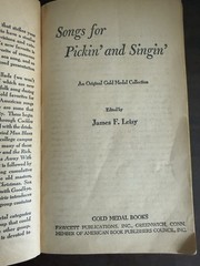 Songs for Pickin&rsquo; and Singin&rsquo; by James F. Leisy (1963 Trade Paperback)