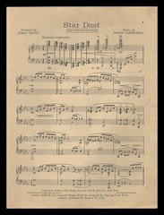 STAR DUST Hoagy Carmichael 1929 James Matte PIANO SOLO Vintage Sheet Music