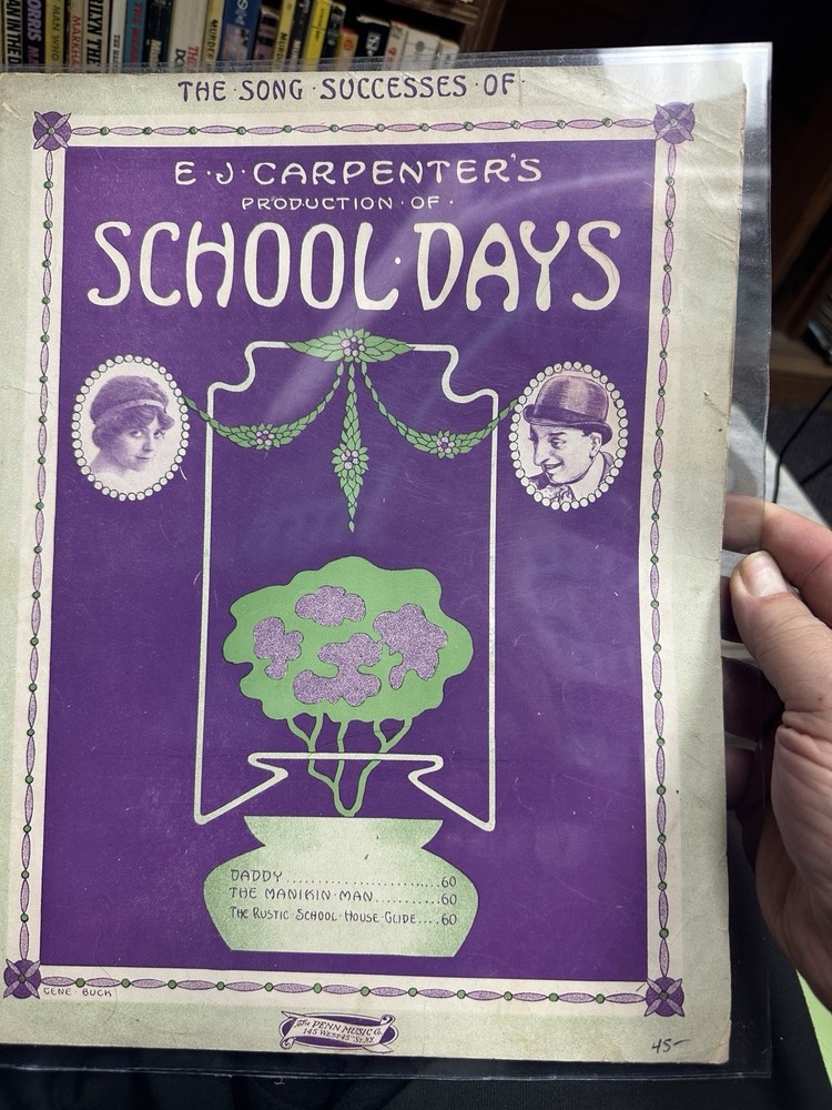 1907 11×14 Revue Sheet Music SCHOOL DAYS ‘The Rustic School House Glide’