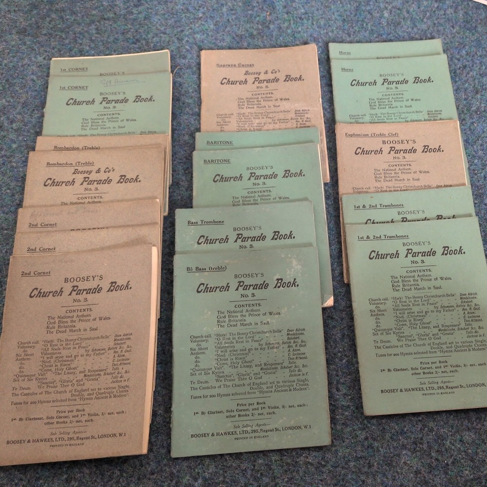 Boosey&rsquo;s Church Parade Book no 3 17 copies trombones baritone cornet brass band