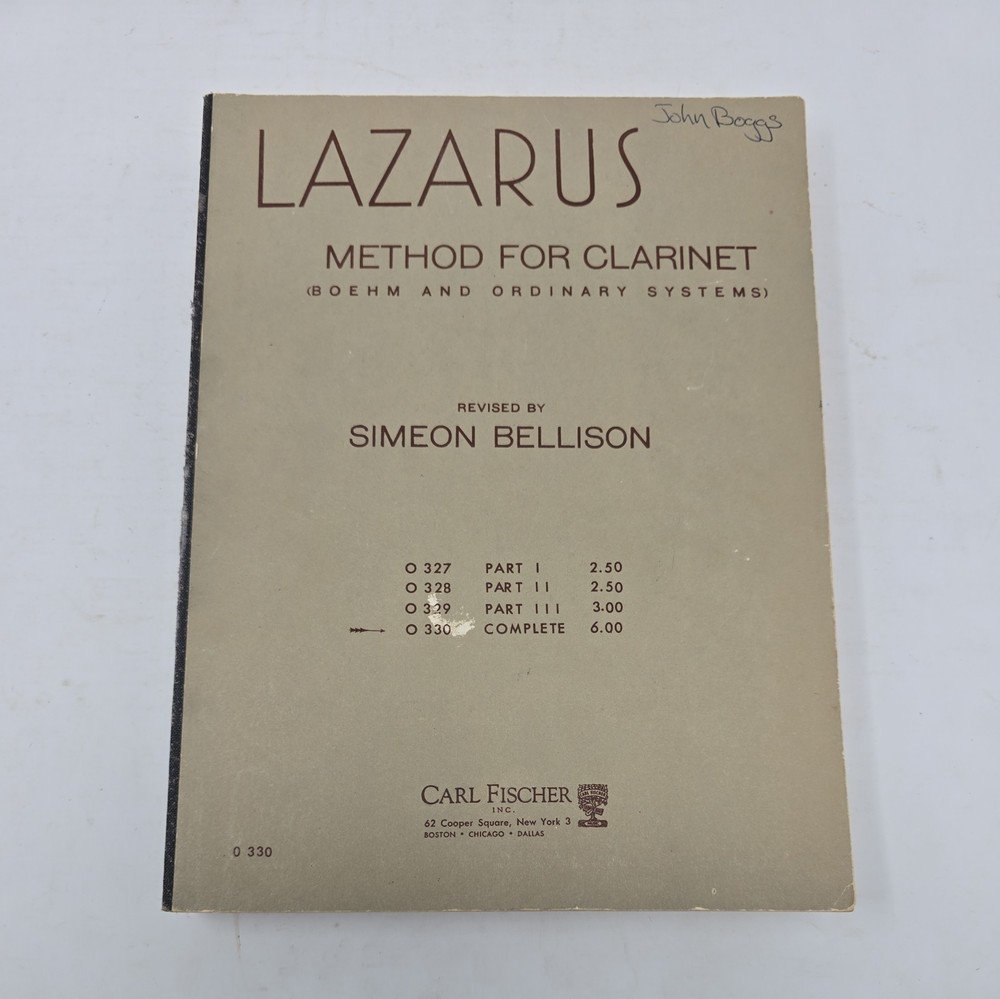 Vintage LAZARUS Method for Clarinet – 330 COMPLETE – by Simeon Bellison