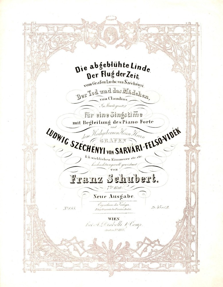FRANZ SCHUBERT 2nd ed 1844/45 score DER TOD UND DAS MADCHEN – A. Diabelli p/v