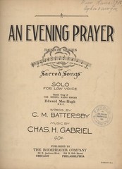 An Evening Prayer Sheet Music Low Voice Charles Gabriel CM Battersby Sacred Song