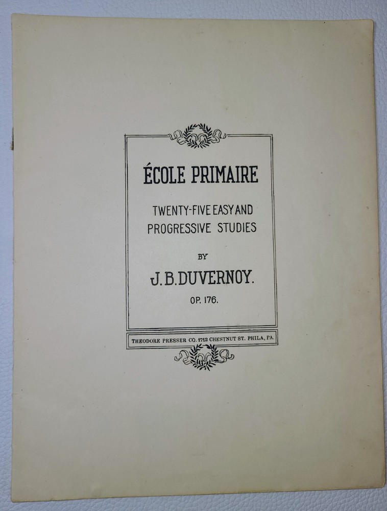 1920&rsquo;s École Primaire Duvernoy Piano Sheet Music Theodore Presser Co. Antique