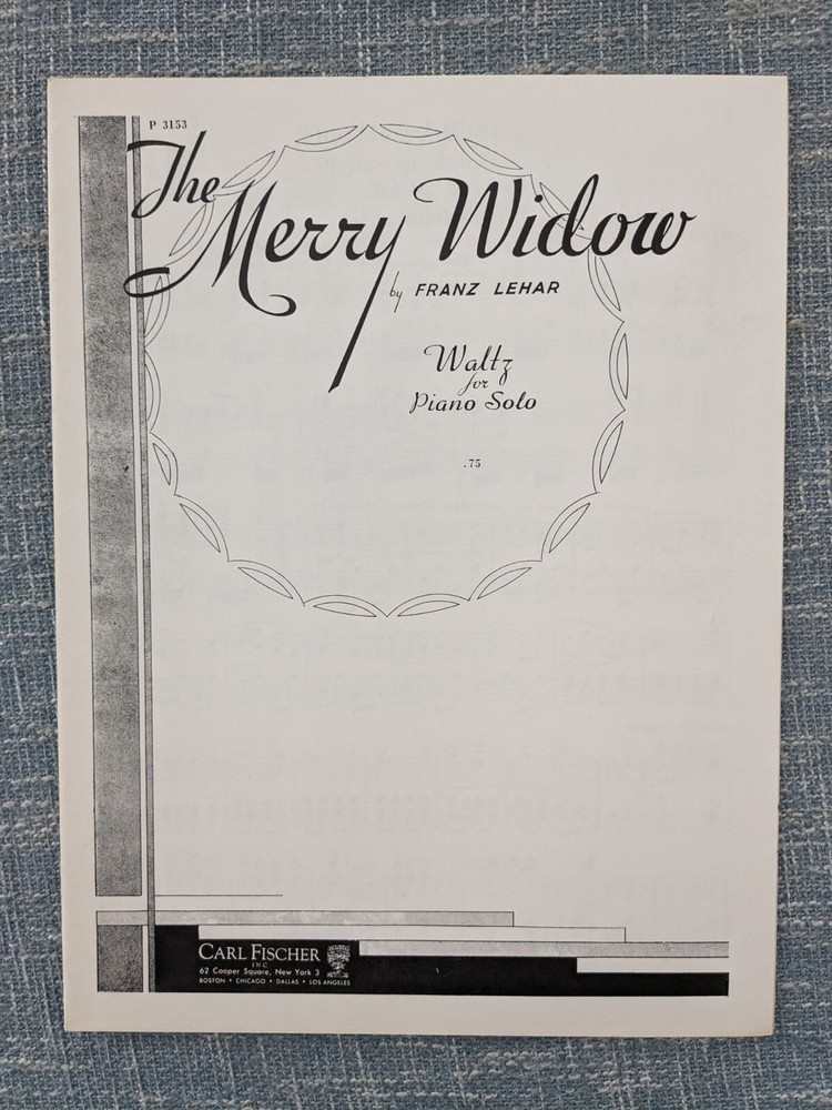 Merry Widow Waltz Franz Lehar Piano Solo 1942