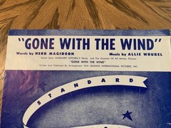 Vintage “ Gone With The Wind” Sheet Music & Lyrics, From 1939 Movie GWTW,