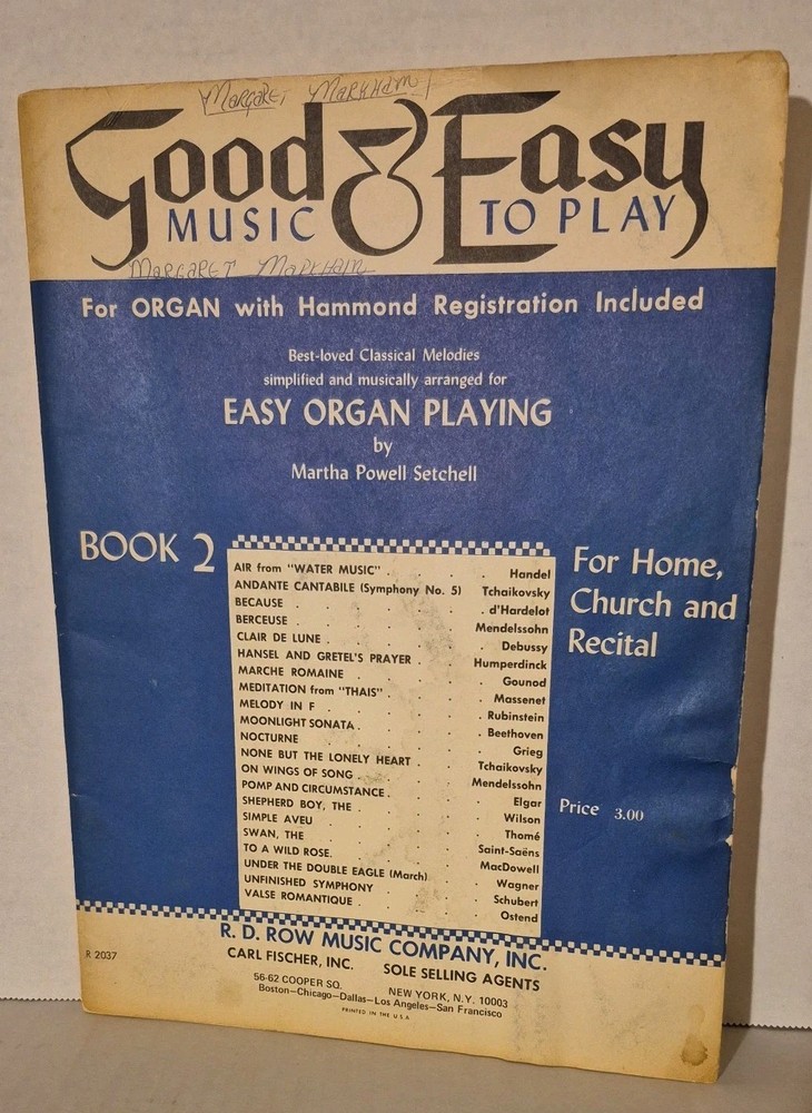 Good & Easy Music to Play for Organ: Easy Organ Playing: Book 2 by Setchell 1959