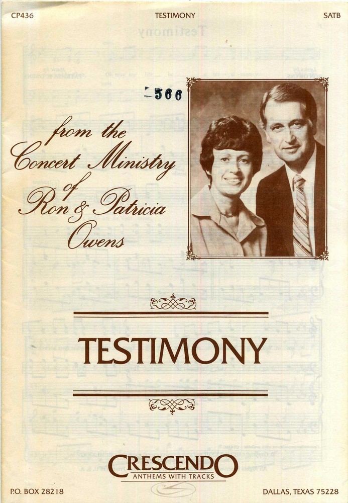 Testimony SATB Sheet Music with Piano Accompaniment