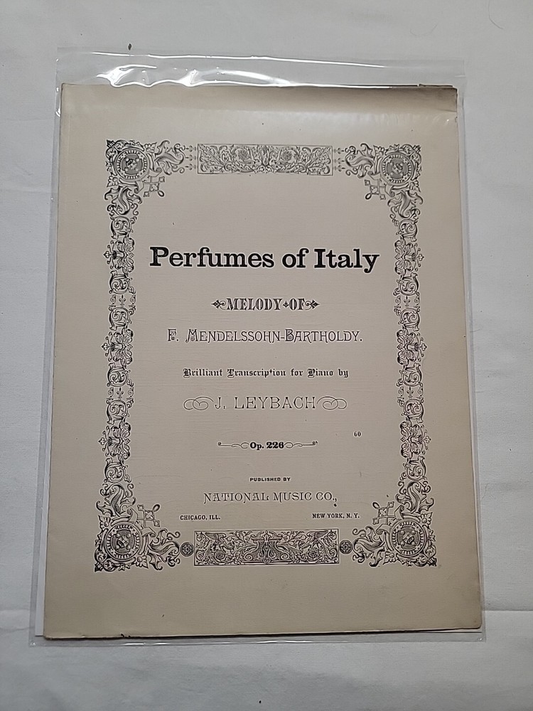 Rare Antique Sheet Music « Perfumes Of Italy » Melody Of J. Leybach 1800&rsquo;s