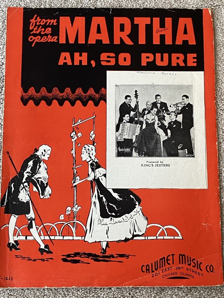 1938 AH SO PURE from Opera MARTHA Vintage Sheet Music KING&rsquo;S JESTERS