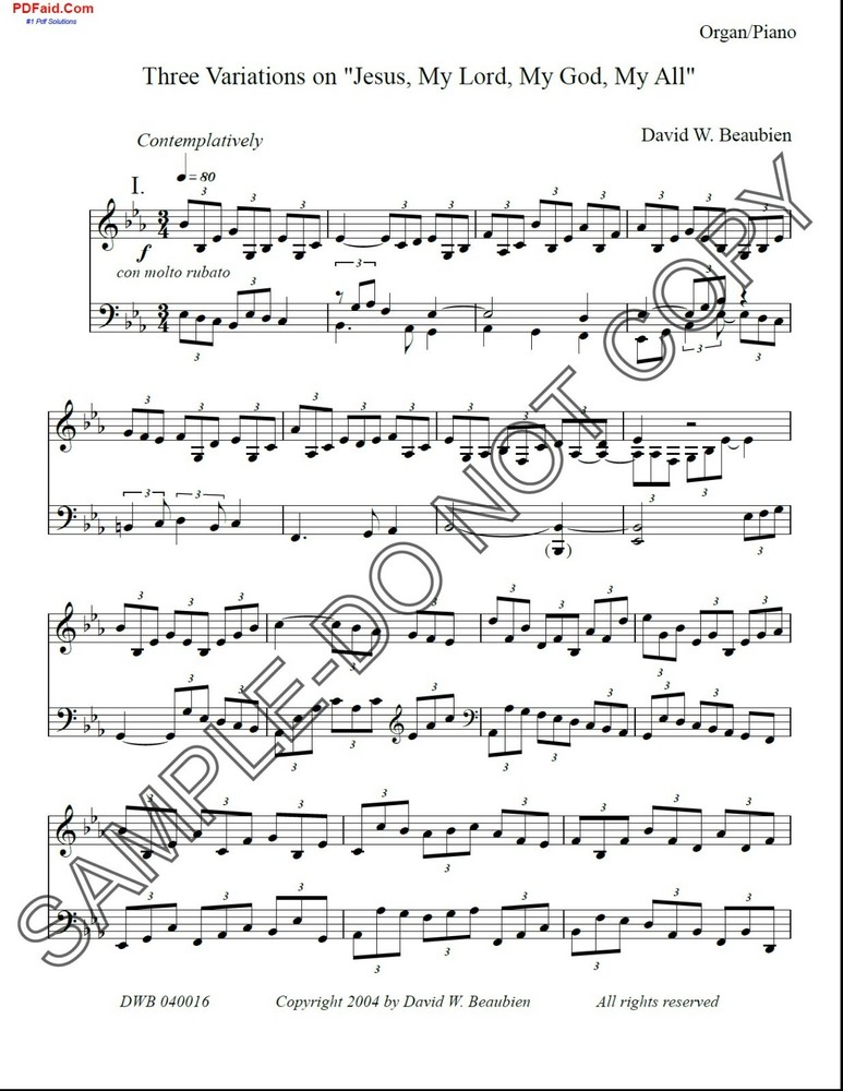 NEW Three Variations on « Jesus, My Lord, My God, My All » DWB-040016.1