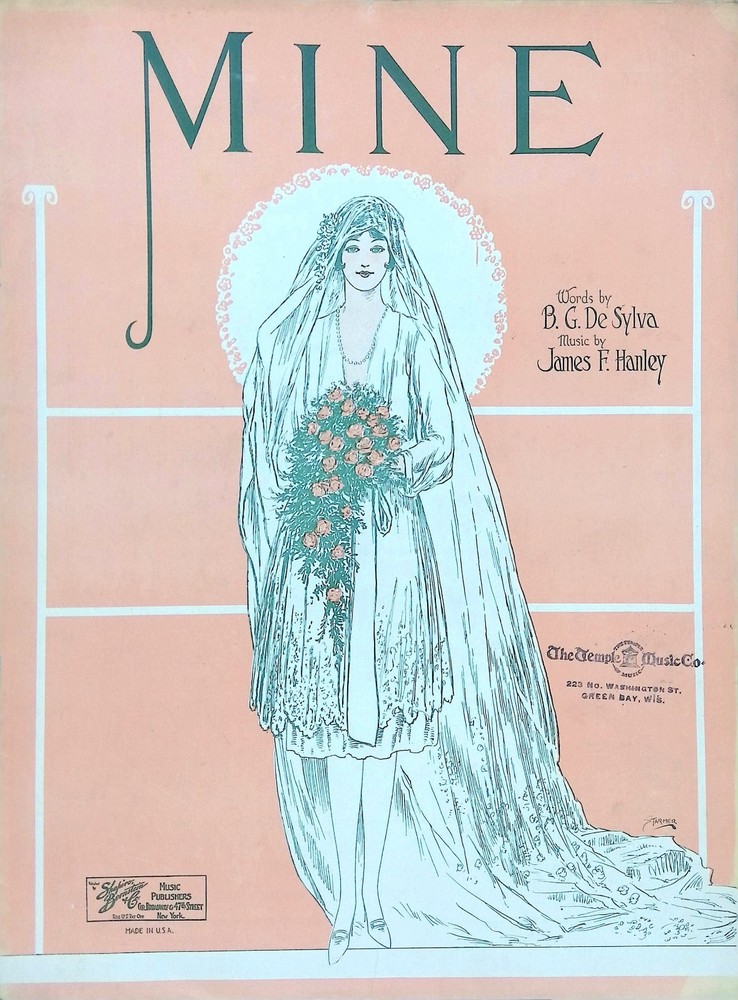 Mine Sheet Music James Hanley B. G. De Sylva 1927 Fox Trot Bride Cover Art