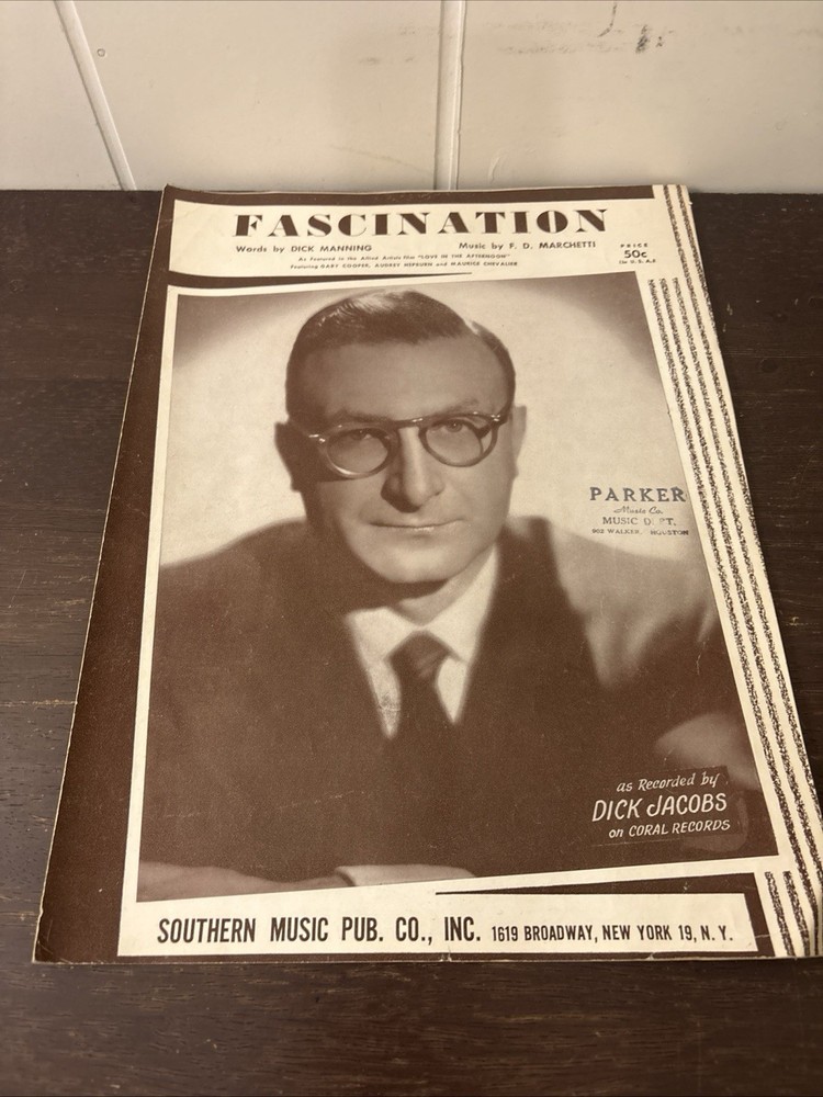 Fascination by Manning and Marchetti Sung by Dick Jacobs Sheet Music 1954