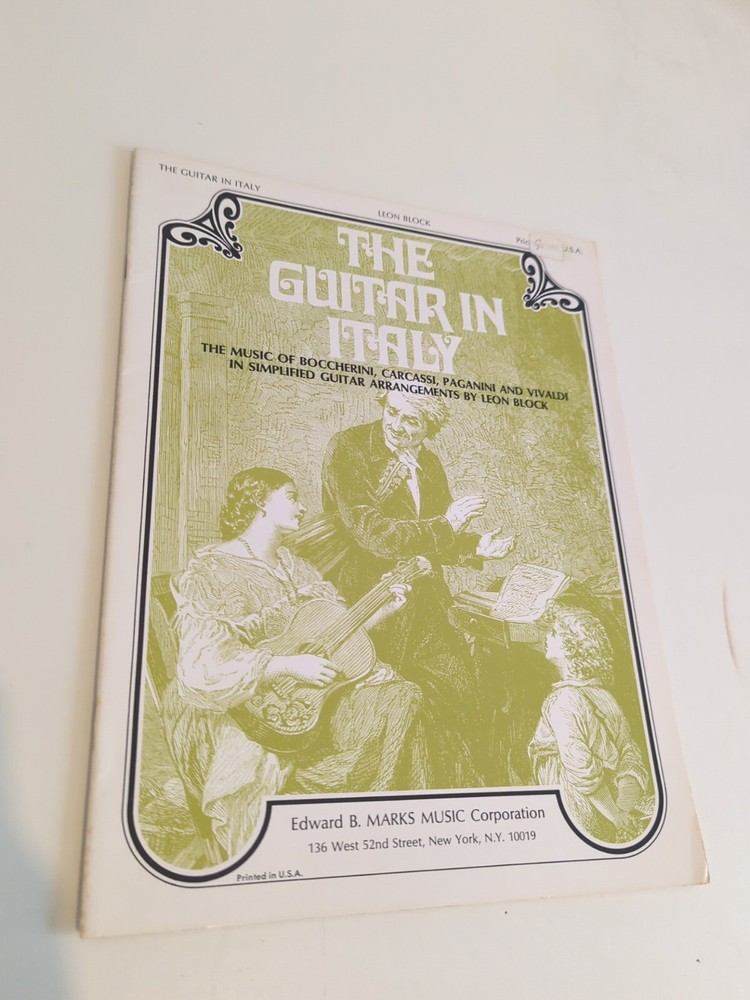 The Guitar In Italy For Classical Guitar Rare Sheet Music Book,1972 Edition