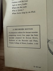 1957 A Shakespeare Song Book H.A. Chambers Blandford Press + Recorder Music Hunt