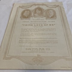 One Fleeting Hour Song by Fuhrmann/Lee Piano Violin Cello Sheet Music Art 1915