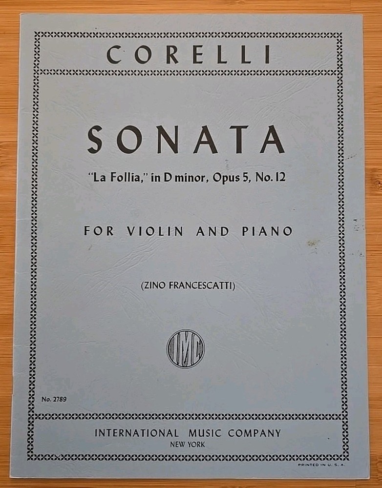 Corelli Sonata « La Folloa » D Minor Opus 5 No. 8 Violin & Piano IMC 2789