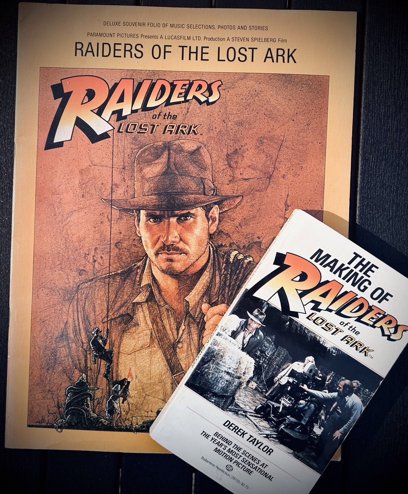RAIDERS OF THE LOST ARK Folio of Music & MAKING OF Vintage Paperback Book Pair