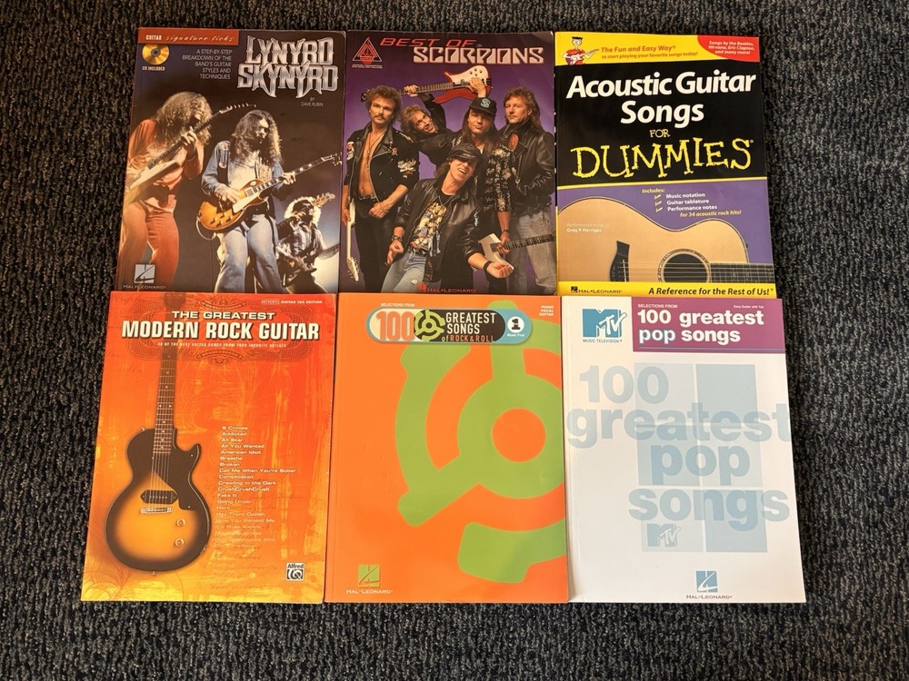 Hal Leonard & Alfred Guitar Tab Book Lot (6) Lynyrd Skynyrd Scorpions Acoustic