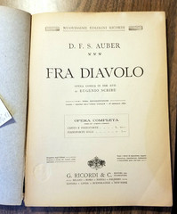 Antique Sheet Music Book D.F.S. Auber: Fra Diavolo Piano G. Ricordi & C. Italy
