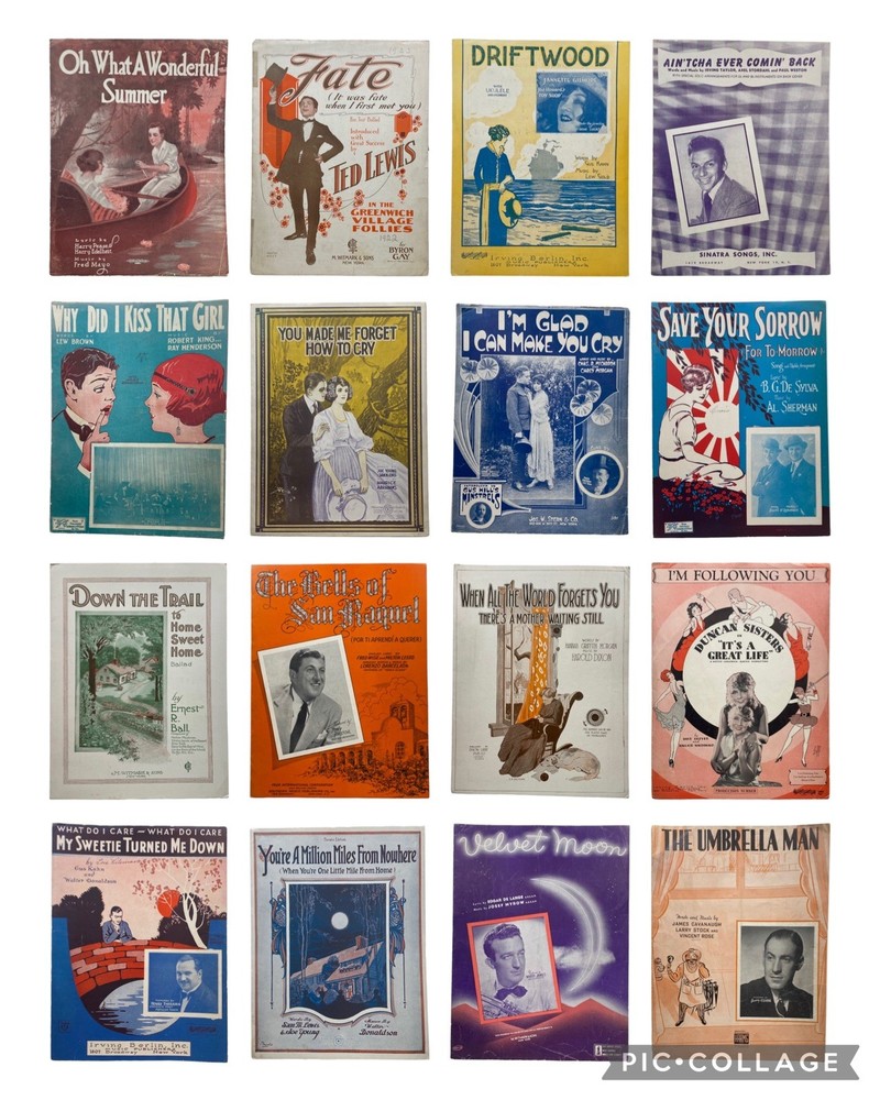 Lot of 16 Vintage Sheet Music – Sinatra, Ted Lewis, Irving Berlin, Harry James