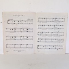 Vintage 1960 Gold and Silver Waltz Piano Solo Sheet Music by Franz Lehar