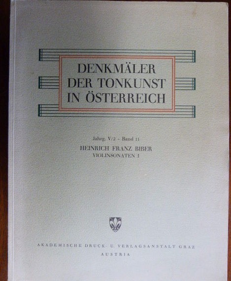 violin BIBER 8 sonatas [ 1681 ] denkmaler der tonkunst in oesterreich V2 / 11